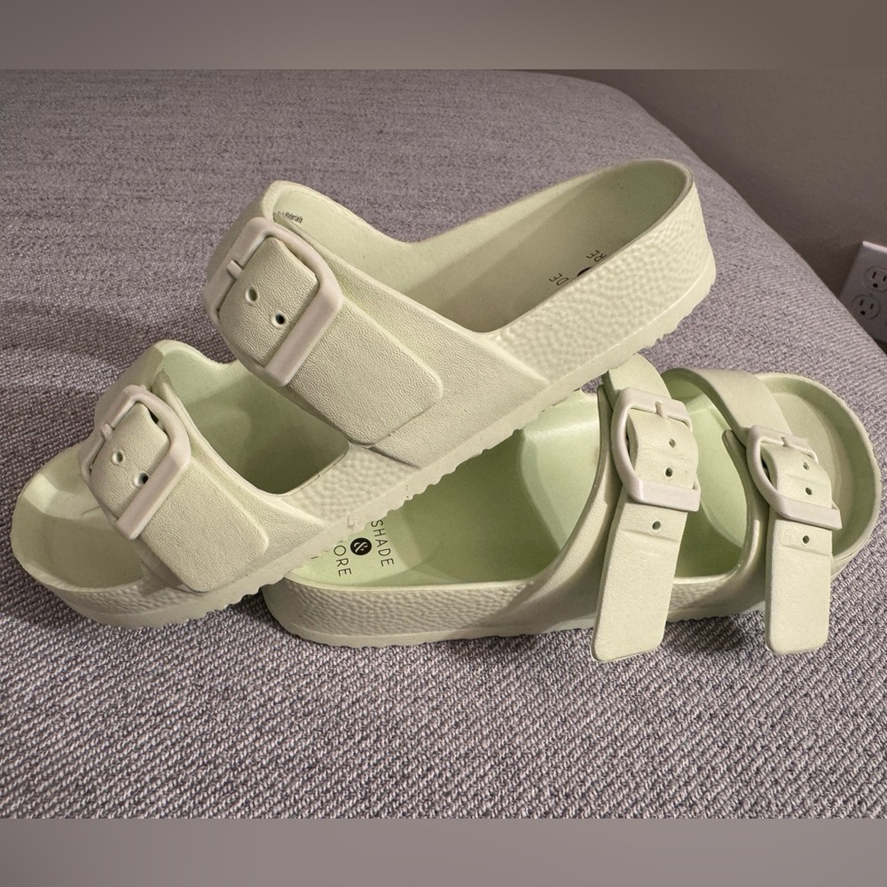 Mint Green Lightweight Two Buckle Adjustable Strap Slide Sandals Shade & Shore™